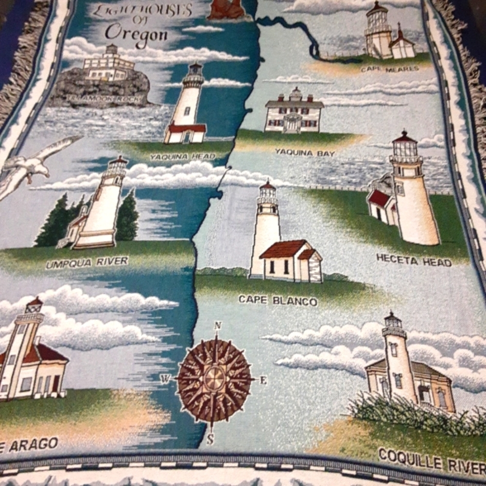 Lighthousesof Oregan Tapestry Throw